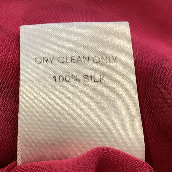 Anna Sui silk, lined dress, with drawstring waist, red with cream/black/silver. - Picture 11 of 15